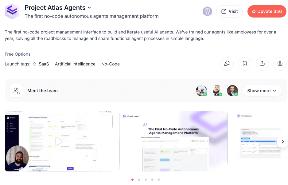 Project Atlas Agents homepage screenshot